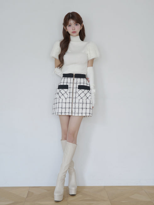 Étoile Check tweedジップスカート
