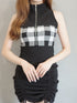 2-way gingham knit mini dress