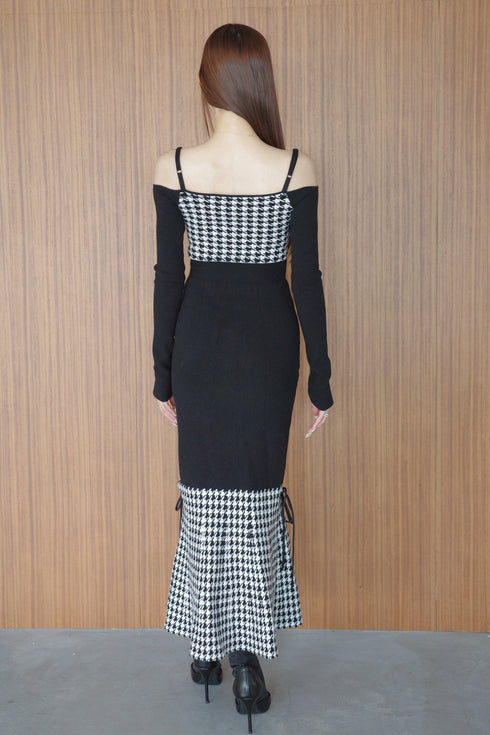 2wayハウンドトゥースストリングコアワンピース