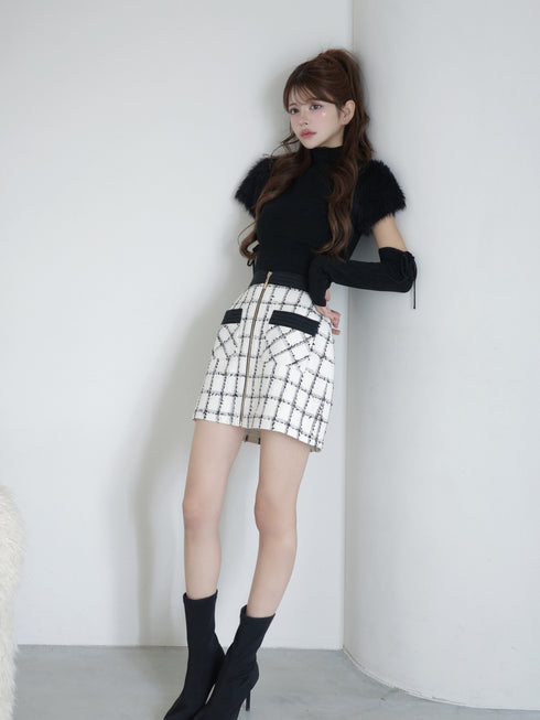 ファーショルダーニットトップス