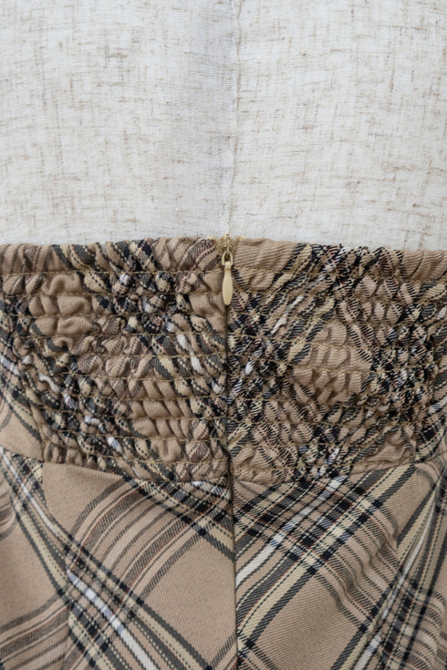 プレイドファースリーブカーディガンアンサンブル