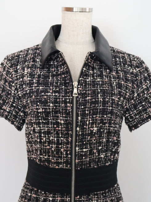 Curvy tweed zip one piece