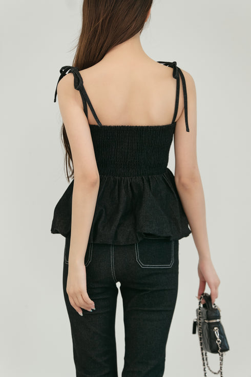 デニムバルーンビスチェトップス