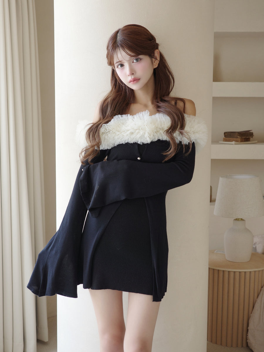 Randy チュールオフショルアシンメトリーワンピース チュールオフショルアシンメトリーワンピース – Randy