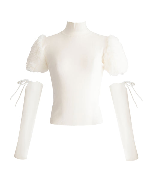 ファーショルダーニットトップス