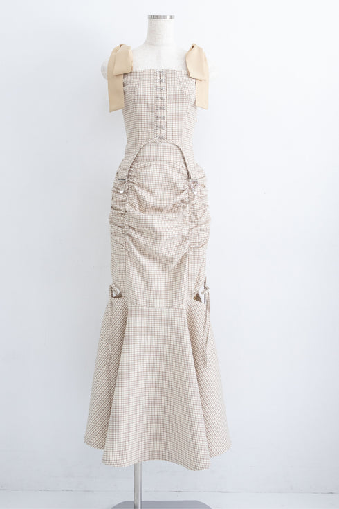 ハウンドチェックコルセットセットアップ