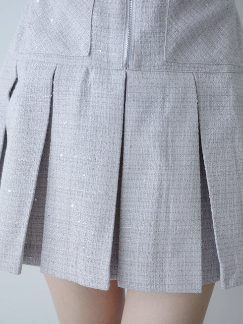 シャイニーツイードジップワンピース