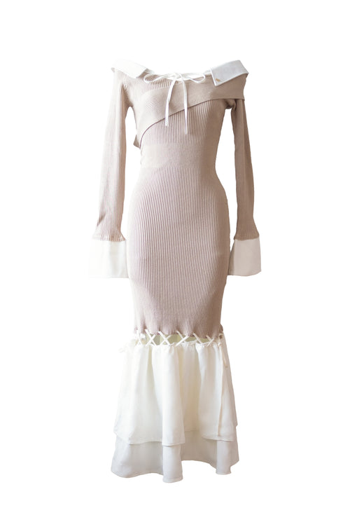 シャツドッキングストリングコアロングワンピース