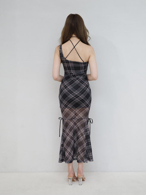 ストリングコアシースルーチェックワンピース