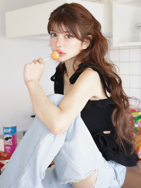 2wayストリングコアニットトップス