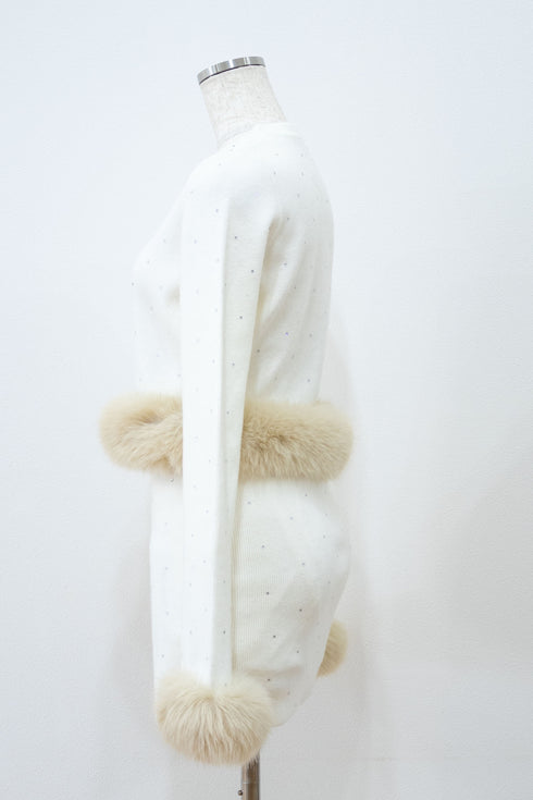 ビジューファーカーディガンセットアップ