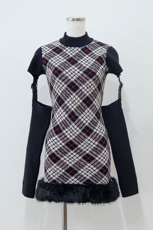 ベルテッドプレイドファーミニワンピース