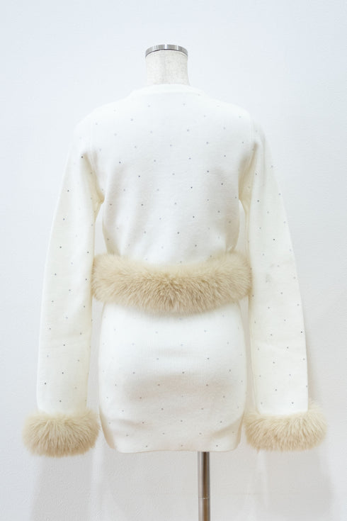 ビジューファーカーディガンセットアップ