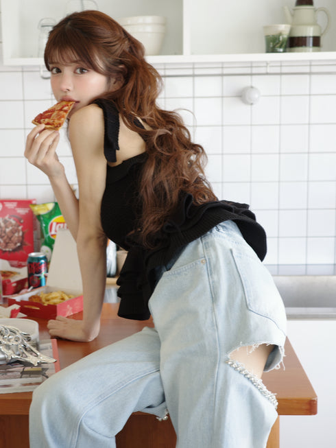 2wayストリングコアニットトップス