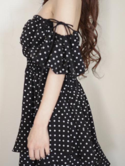 ランダムドットティアードマーメイドワンピース