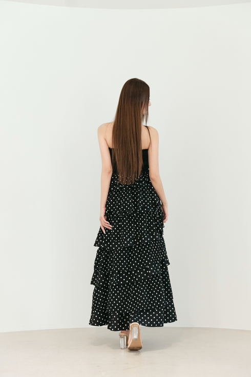 アシンメトリーティアードドットワンピース