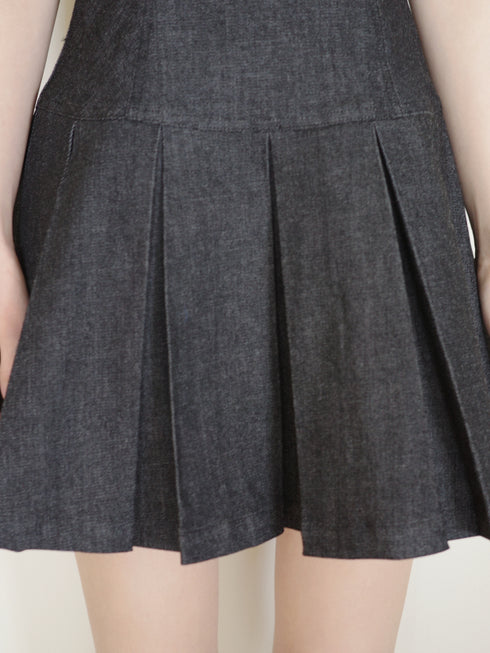 アシンメトリーバックルデニムワンピース