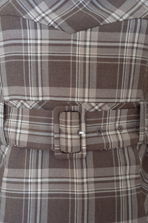 チェック柄バックルジャケットアンサンブル