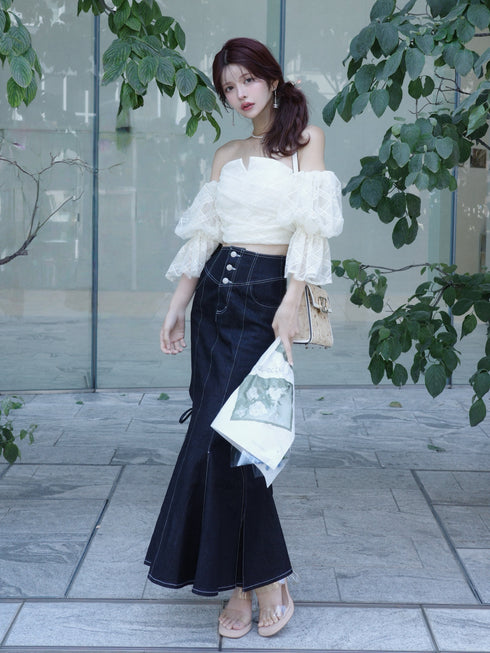 カットアウトマーメイドデニムスカート