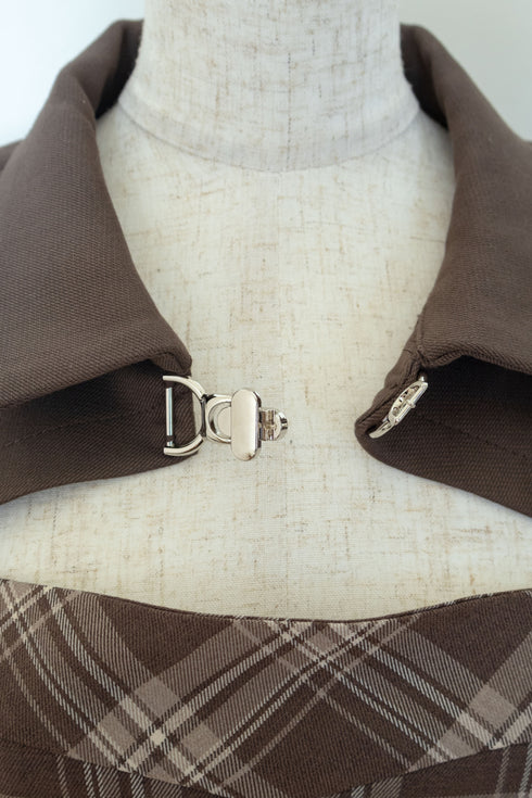 チェック柄バックルジャケットアンサンブル