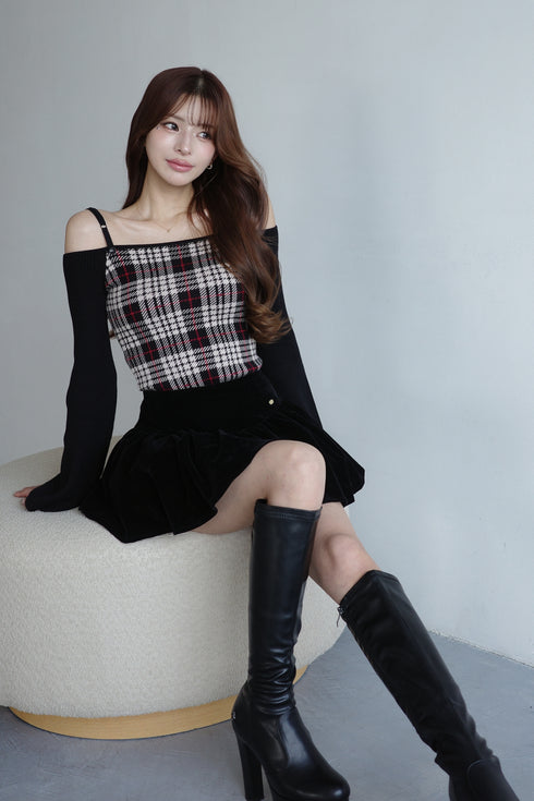 2wayプレイドニットトップス