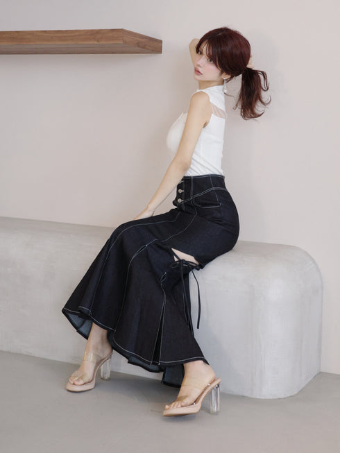 カットアウトノースリニットトップス