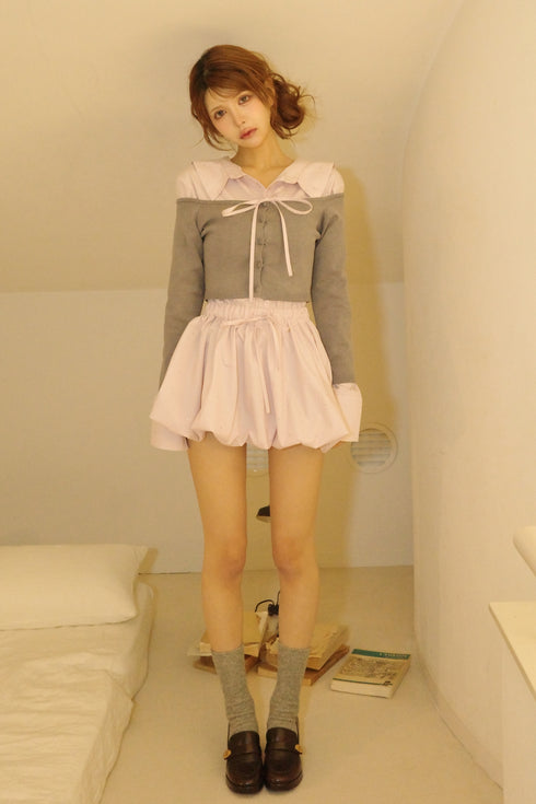 ビジューバルーンシャツアンサンブル