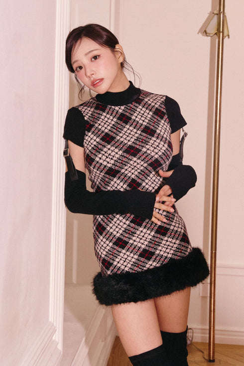 ベルテッドプレイドファーミニワンピース