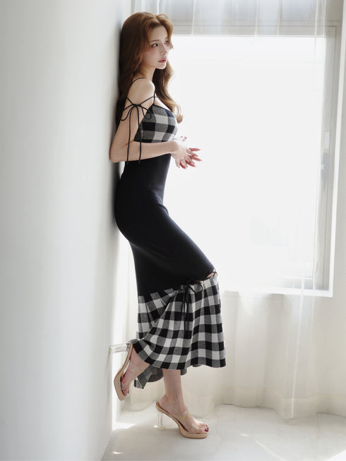 Gingham Check String Core Dress