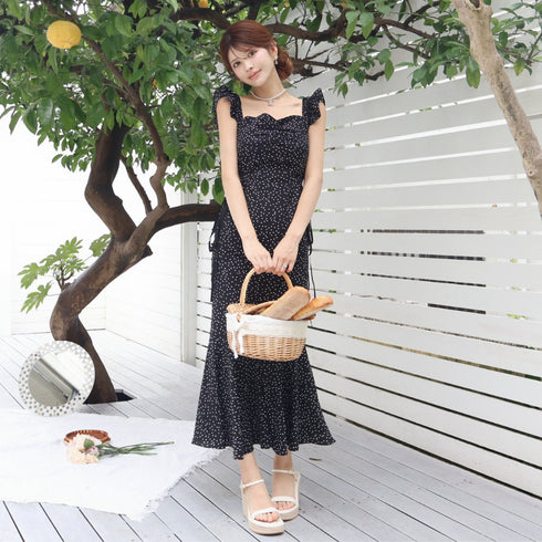 Random dot mermaid long dress