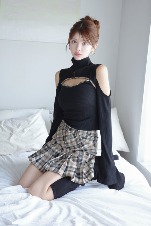 フェイクドッキングプレイドミニスカート