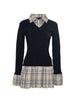 カービーニットチェックドッキングワンピース