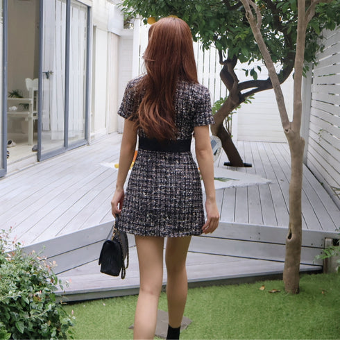 Curvy tweed zip one piece