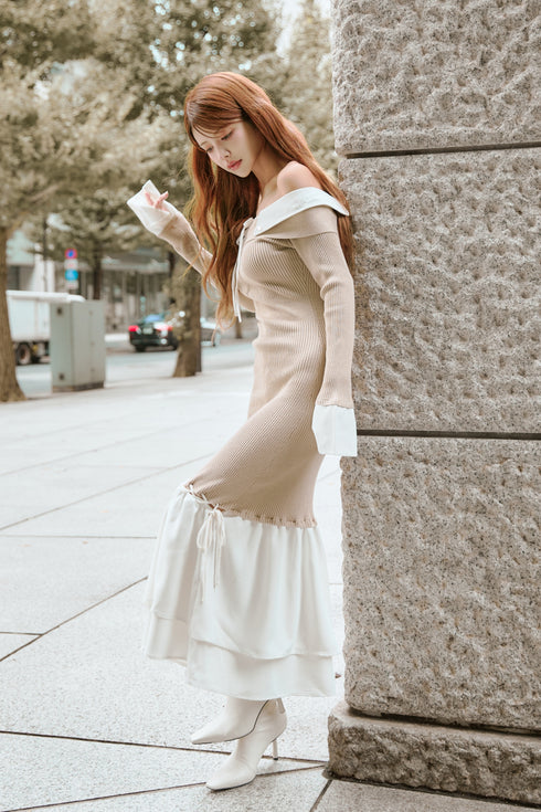 シャツドッキングストリングコアロングワンピース