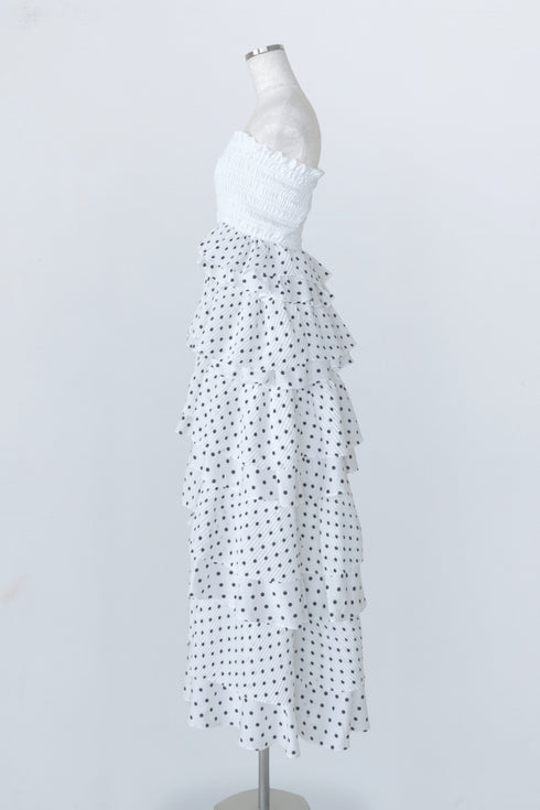 アシンメトリーティアードドットワンピース