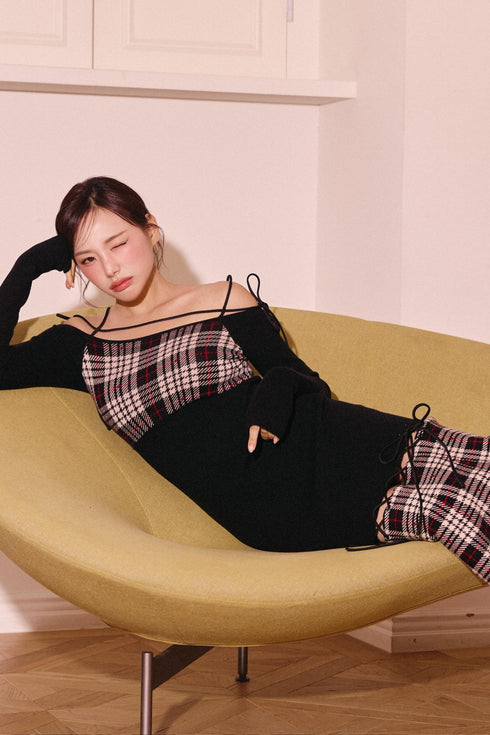 ストリングコアプレイドマーメイドワンピース