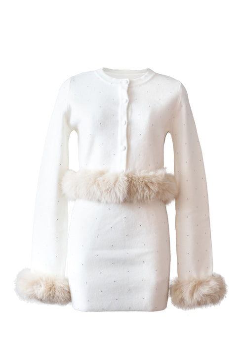 ビジューファーカーディガンセットアップ