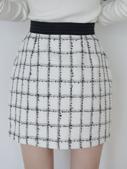 Étoile Check tweedジップスカート