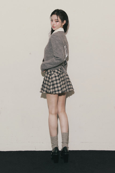 バックレースアップニットトップス