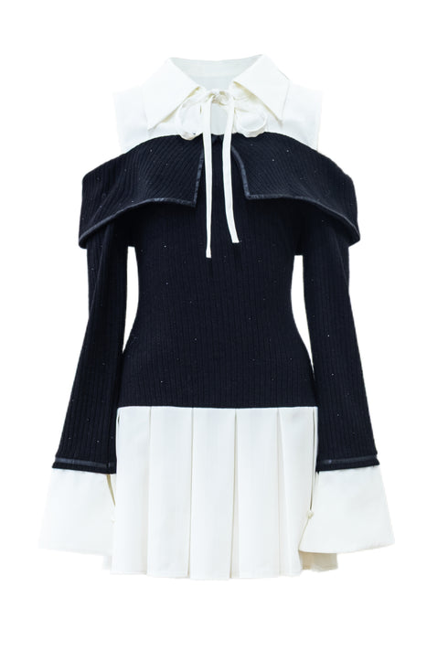 ビジュープレッピーカットショルダーワンピース