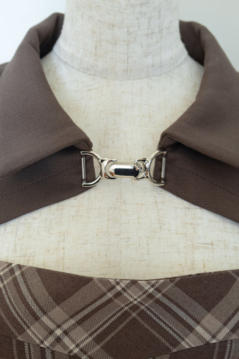 チェック柄バックルジャケットアンサンブル