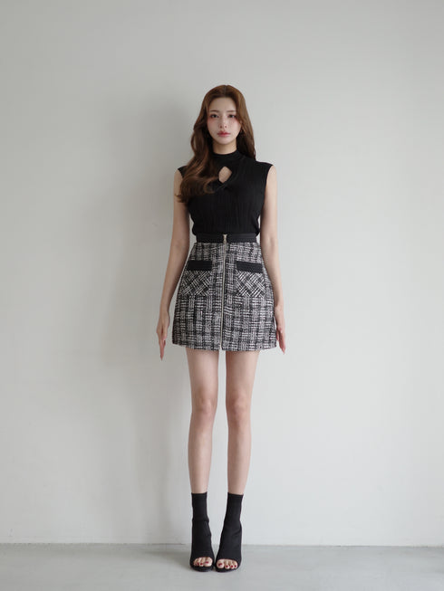 Aラインミックスツイードジップスカート