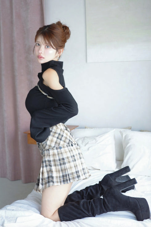 フェイクドッキングプレイドミニスカート