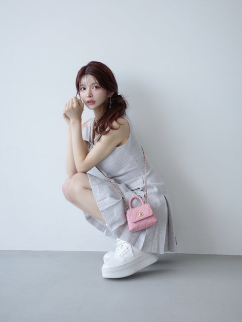 シャイニーツイードジップワンピース