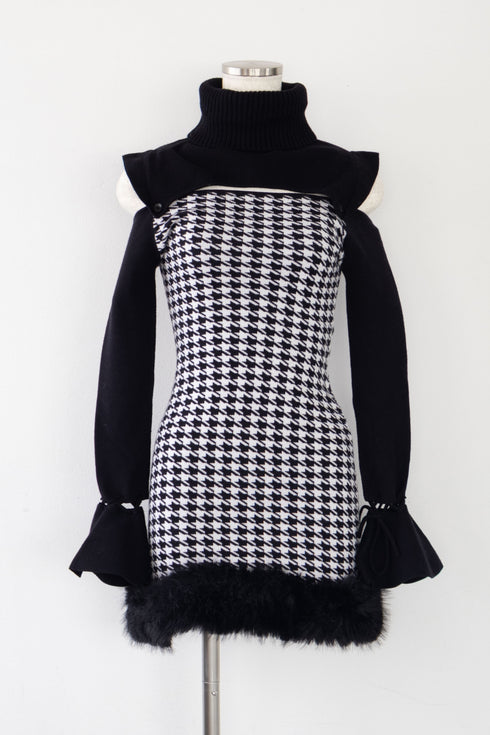 2wayハウンドトゥースファーミニワンピース