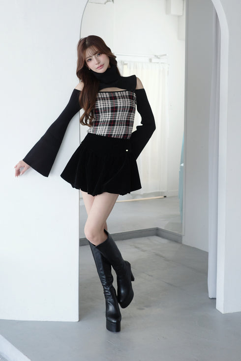 2wayプレイドニットトップス