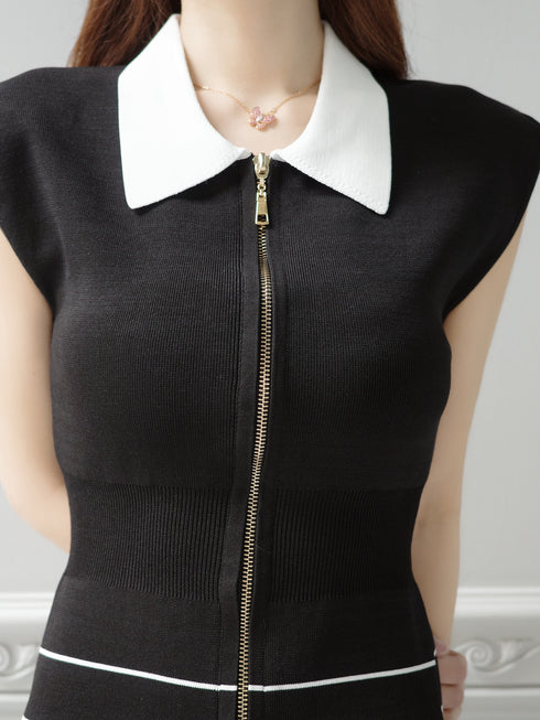 グラデーションストライプニットワンピース