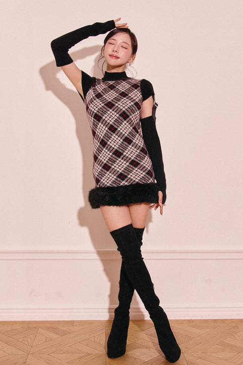 ベルテッドプレイドファーミニワンピース