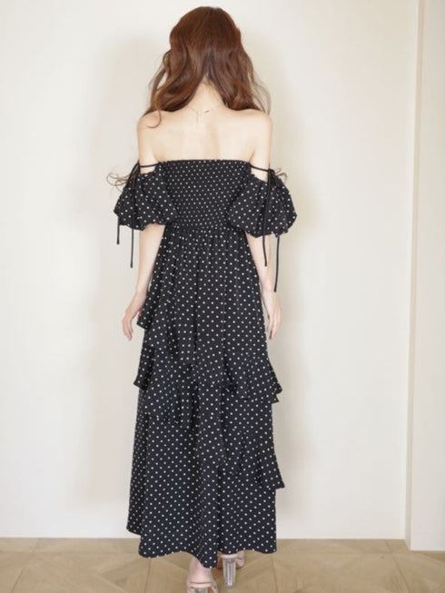 ランダムドットティアードマーメイドワンピース