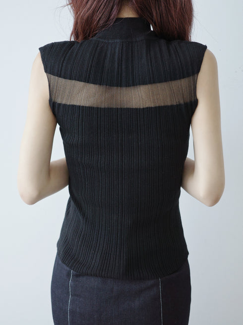 カットアウトノースリニットトップス